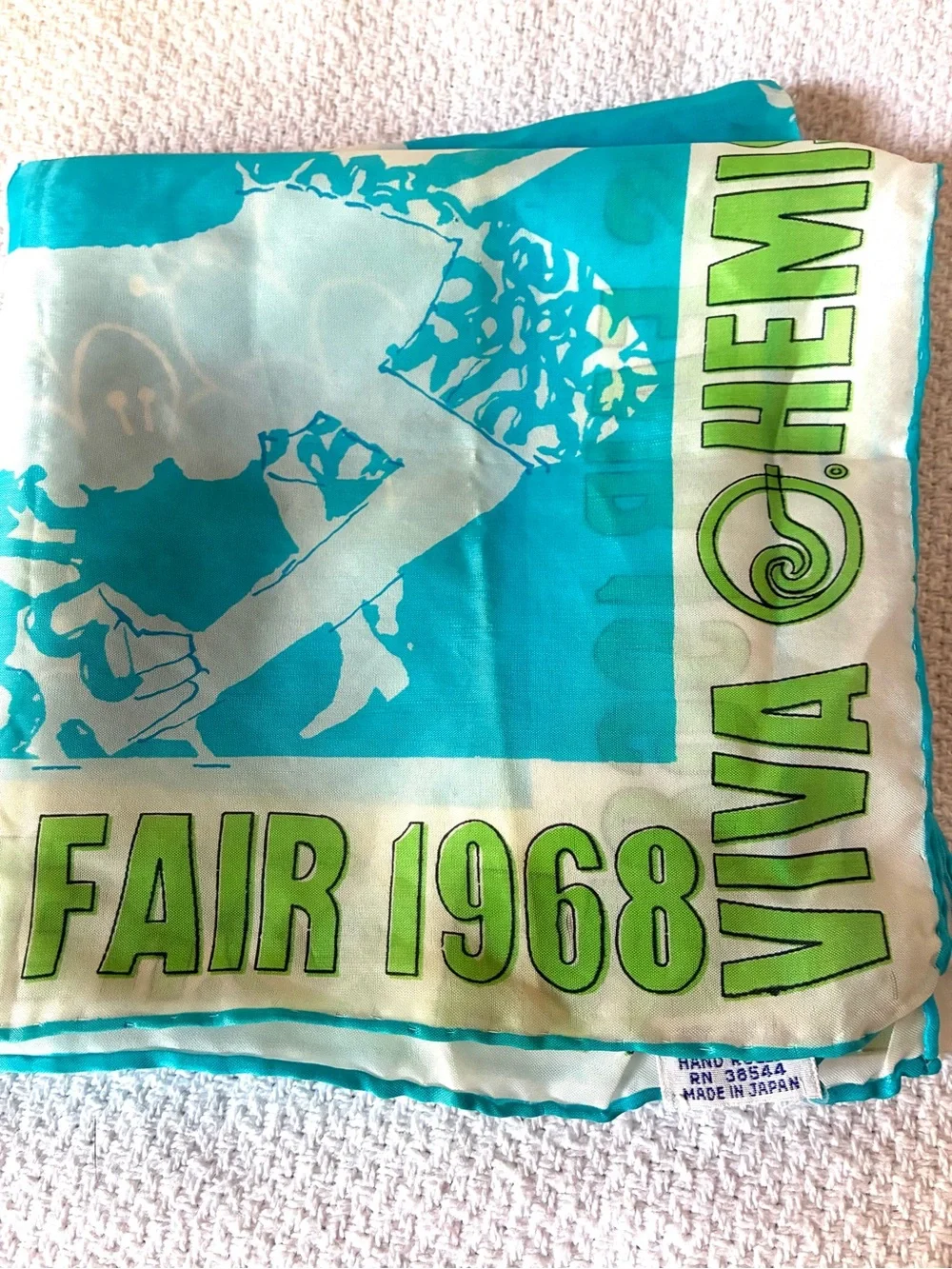 Vintage 1968 HemisFair San Antonio World’s Fair Scarf 29” Rayon Made Japan